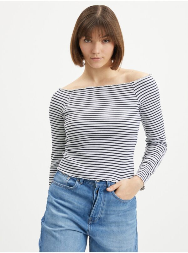 White and Blue Striped T-Shirt Pieces Alicia - Women