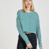White and Green Striped T-Shirt Noisy May Frida - Women