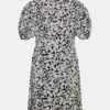 White and black floral dress with balloon sleeves VERO MODA Lydia - Women