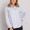 White and dark blue lady's shirt with patterns Milazzo RUE PARIS