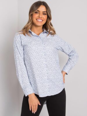 White and dark blue lady's shirt with patterns Milazzo RUE PARIS
