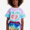 White and purple girly batik T-shirt Desigual Hippie - Girls