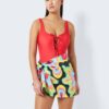 White and red women's patterned scarf over the swimsuit Noisy May Tan - Women