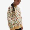 White and yellow ladies checkered sweatshirt VANS Club Slouchy - Ladies