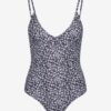 White-black floral one-piece swimwear VERO MODA Doris - Ladies