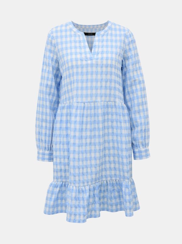 White-blue checkered dress VERO MODA Kimi - Women's