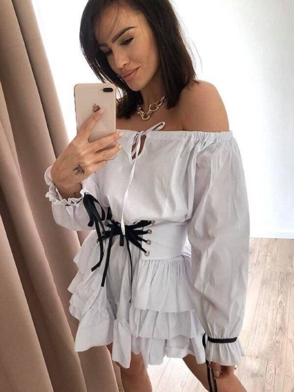 White dress with Spanish neckline