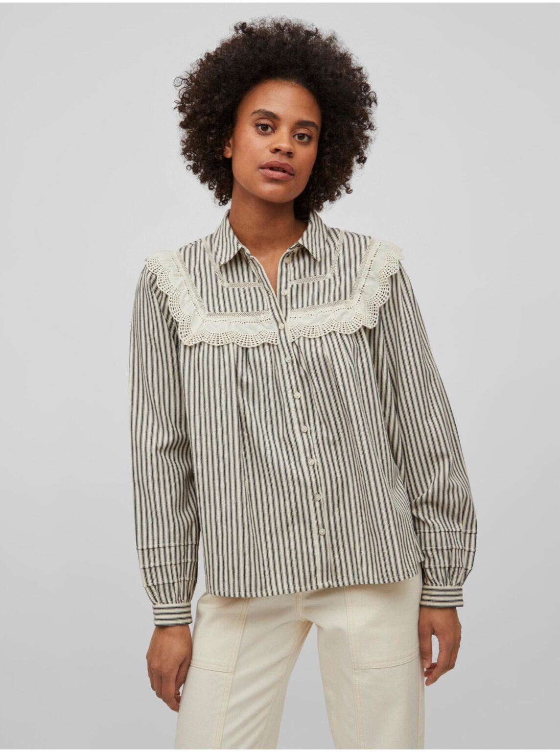 White-gray women's striped blouse VILA Shenas - Women's