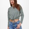White-green striped short T-shirt ONLY Brilliant - Women