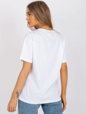 White loose T-shirt with appliqué and print