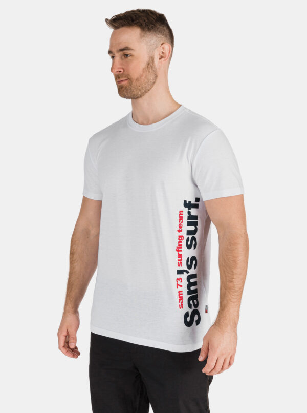 White men's T-shirt with SAM 73 print