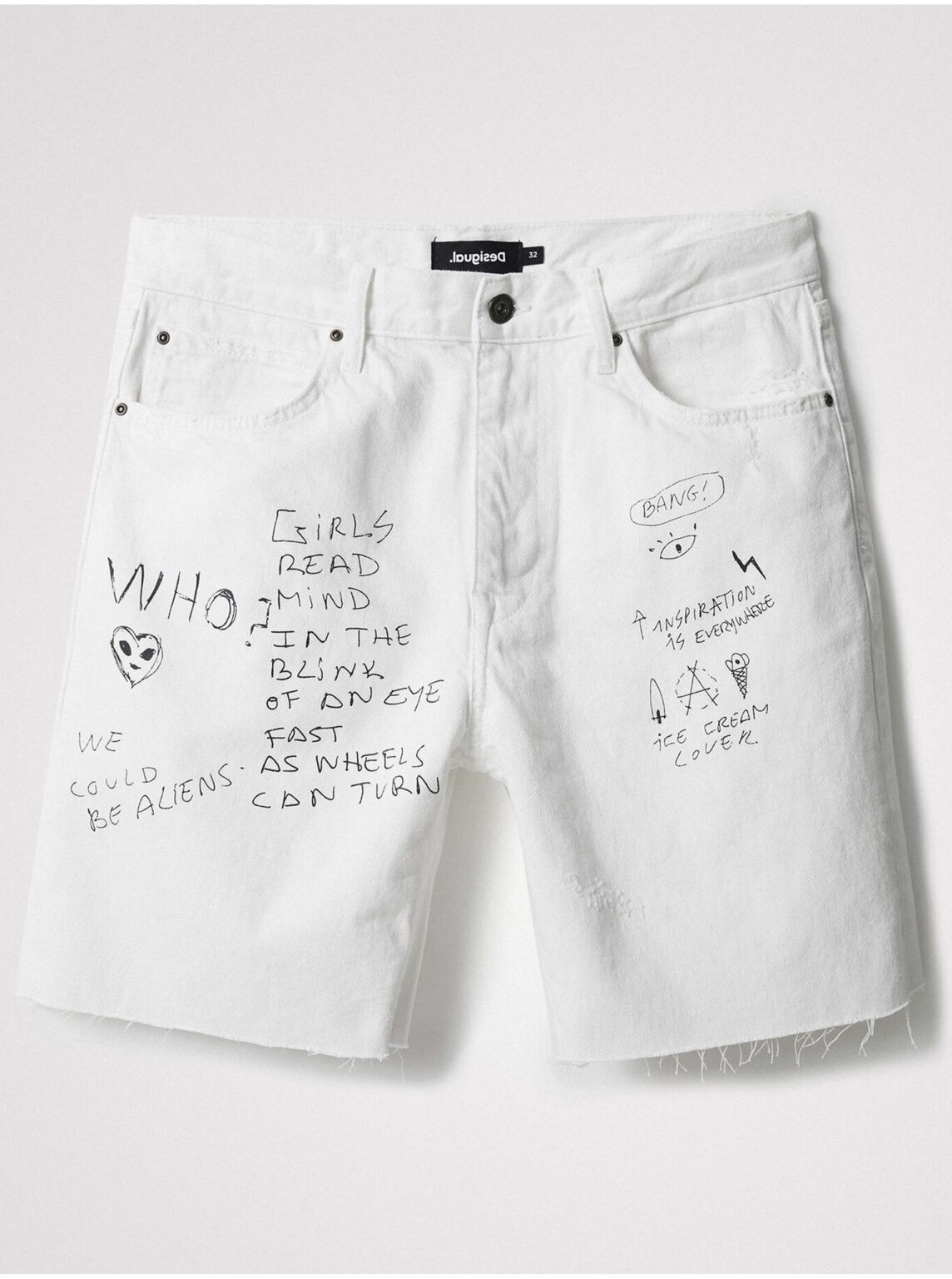 White men's patterned denim shorts Desigual Ray - Men