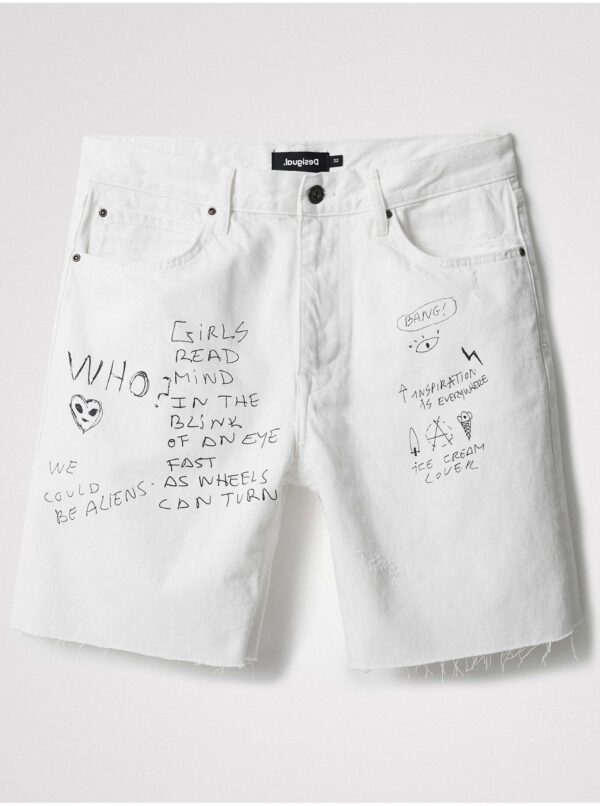 White men's patterned denim shorts Desigual Ray - Men