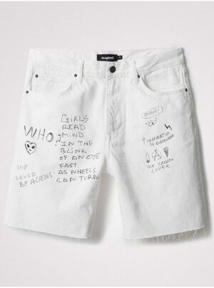 White men's patterned denim shorts Desigual Ray - Men