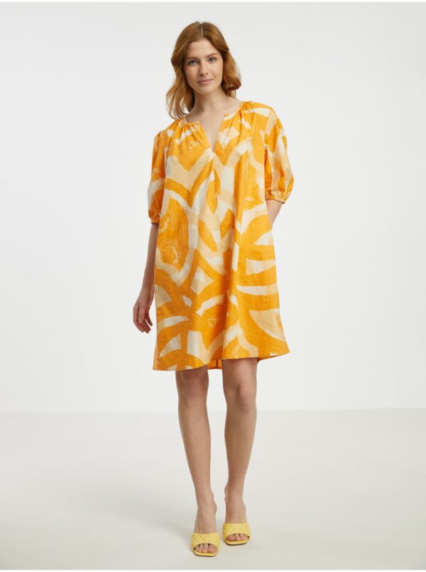 White-orange women's patterned dress Fransa - Women's