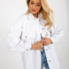 White oversize denim shirt with pockets