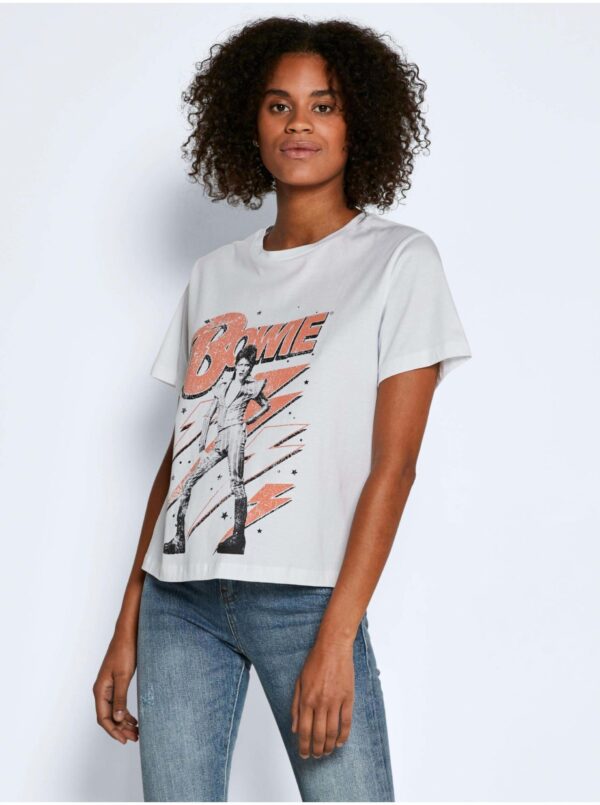 White patterned T-shirt Noisy May Alice - Women White patterned T-shirt Noisy May Alice - Women