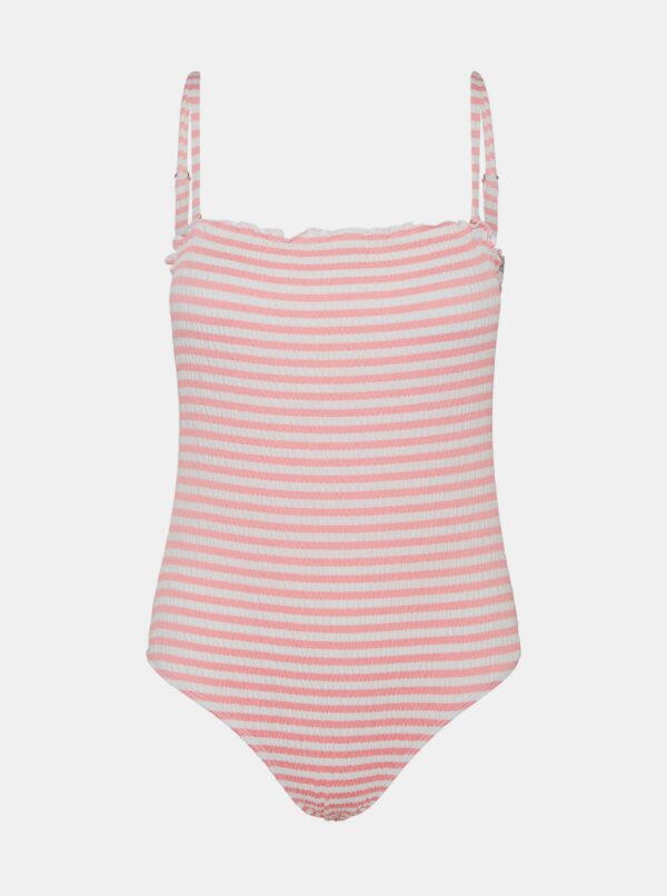White-pink striped one-piece swimwear VERO MODA Emily - Women