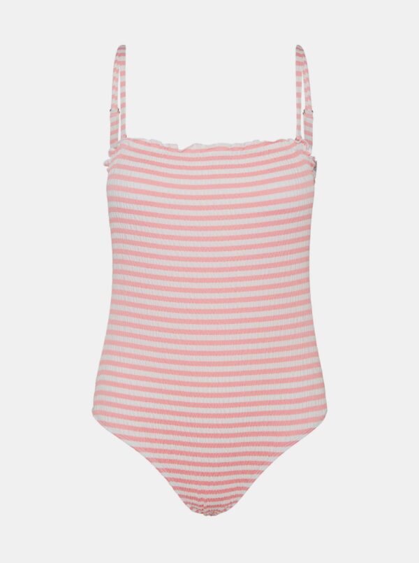 White-pink striped one-piece swimwear VERO MODA Emily - Women
