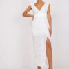 White pleated evening dress by Ewelina