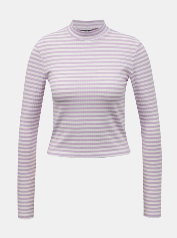 White-purple striped short T-shirt Pieces Raya - Women's