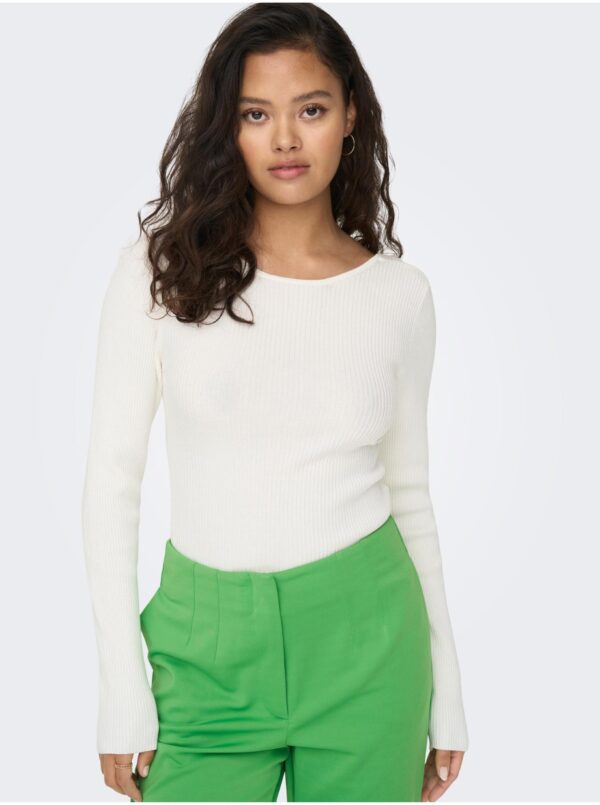 White sweater with opening at back ONLY Emmy - Women White sweater with opening at back ONLY Emmy - Women