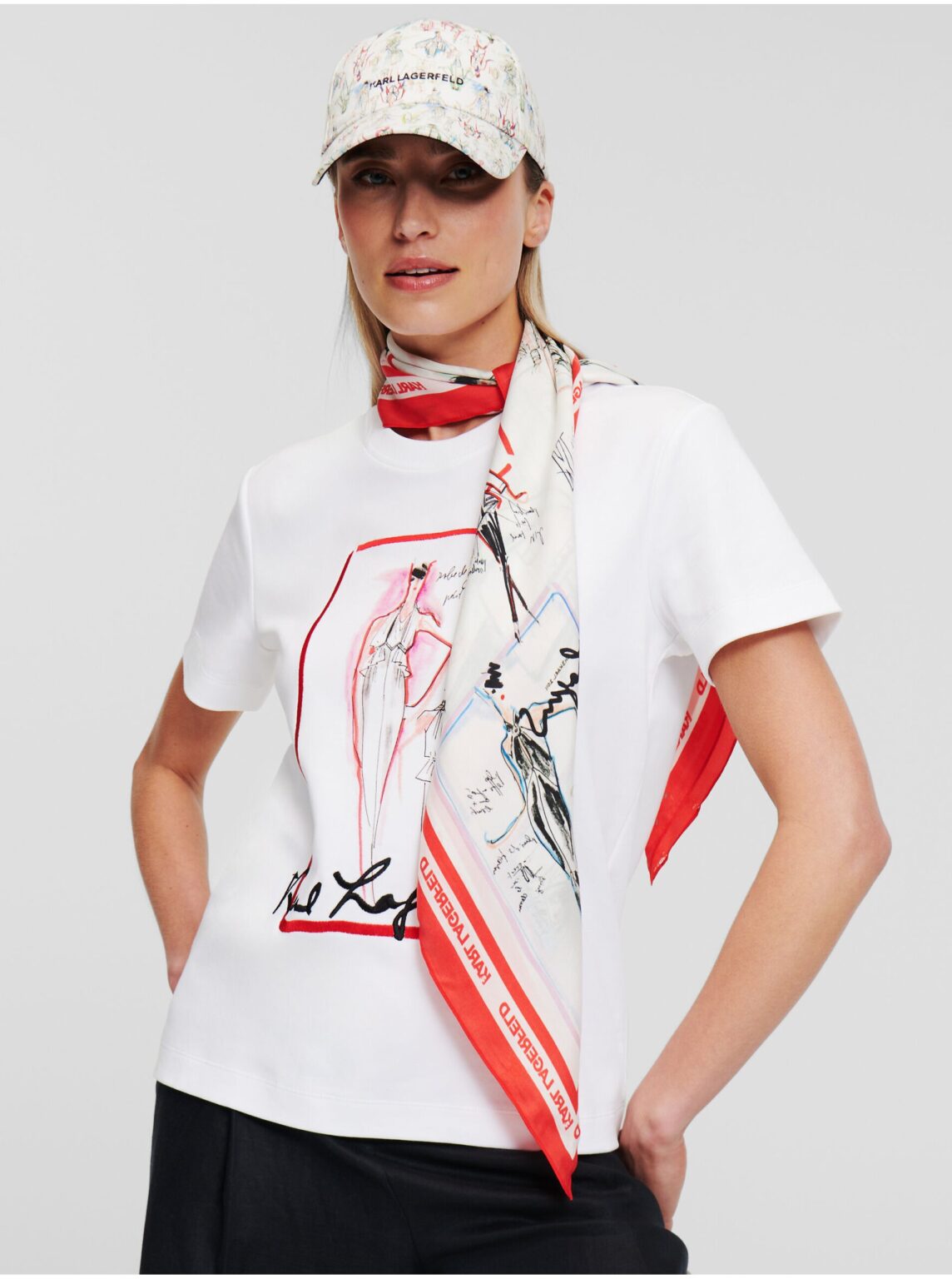 White women's T-shirt KARL LAGERFELD Archive - Women's