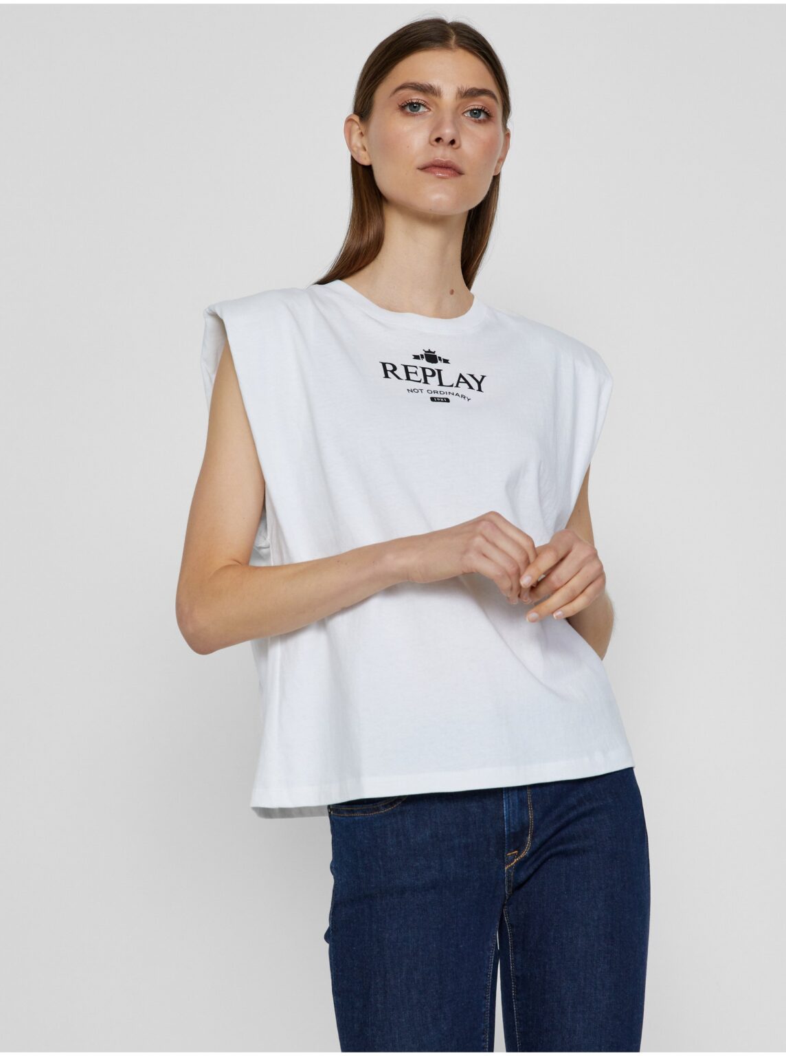 White women's T-shirt with Replay print - Women