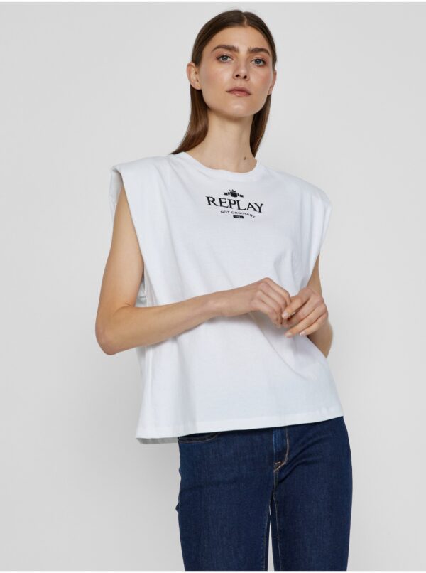 White women's T-shirt with Replay print - Women