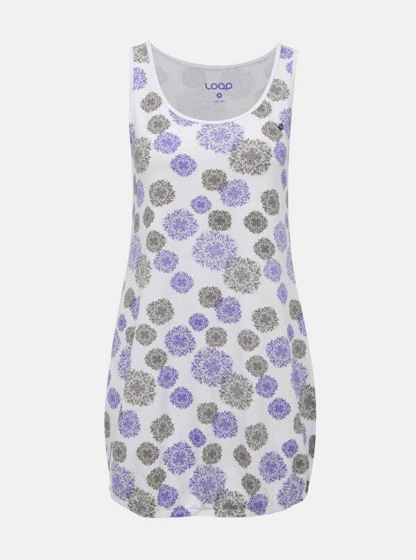 White women's floral long tank top LOAP Adelka - Ladies