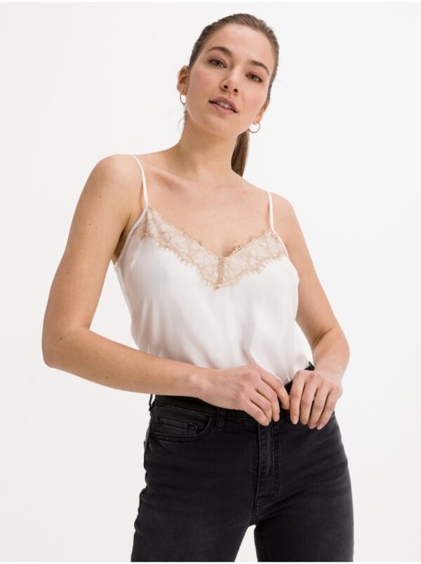 White women's tank top with lace Salsa Jeans - Women