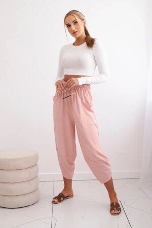 Wide-leg trousers with pockets - dark powder pink