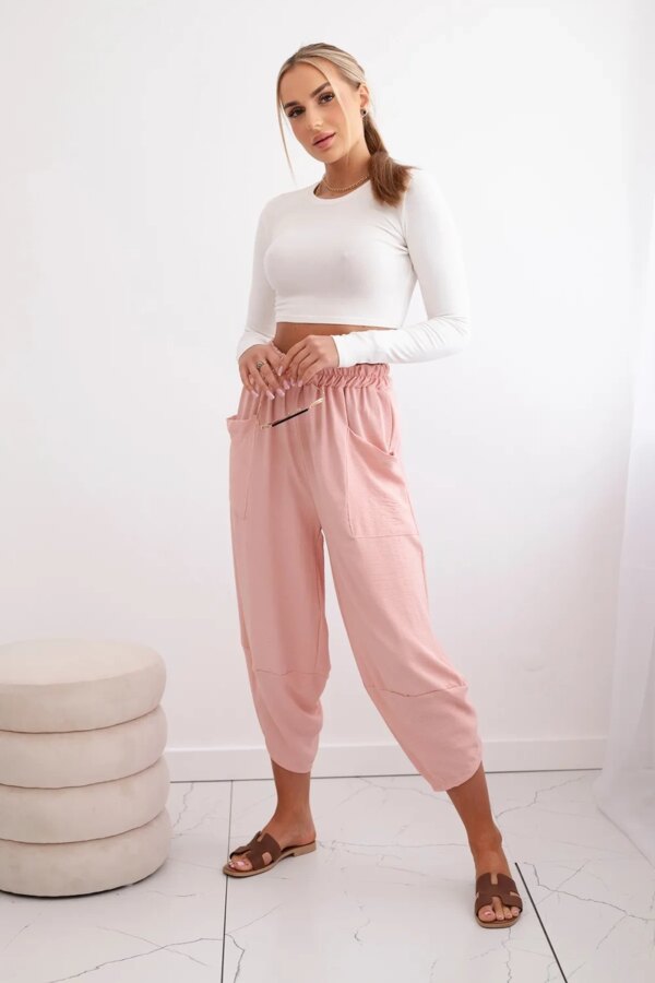 Wide-leg trousers with pockets - dark powder pink