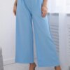 Wide-leg viscose trousers in blue