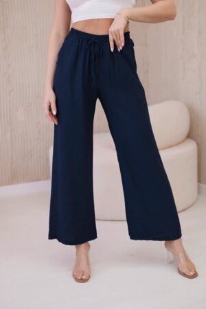 Wide viscose trousers Navy blue