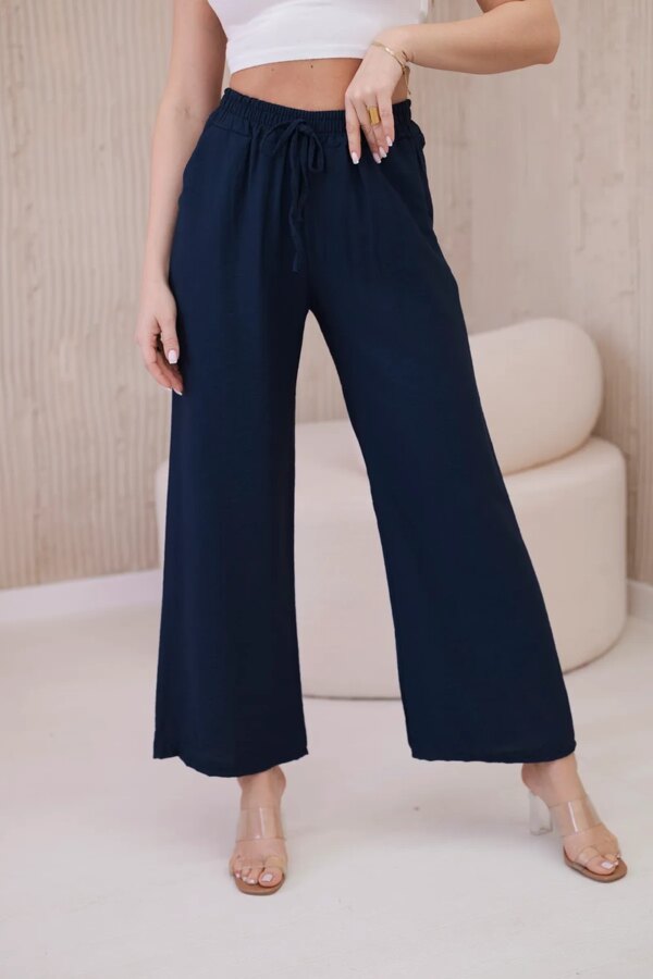 Wide viscose trousers Navy blue