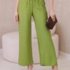 Wide viscose trousers olive
