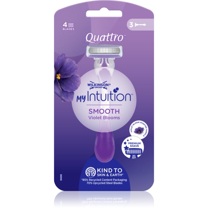 Wilkinson Sword Quattro for Women My Intuition Smooth eldobható borotvák Violet Blooms 3 db-Ár
