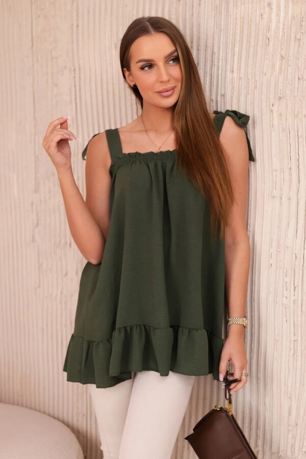 Włoski Blouse with bows khaki