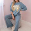 Włoski Cotton set Angel sweatshirt + pants denim