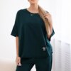 Włoski Cotton set blouse + trousers dark gray