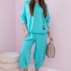 Włoski Cotton sweatshirt pants set mint