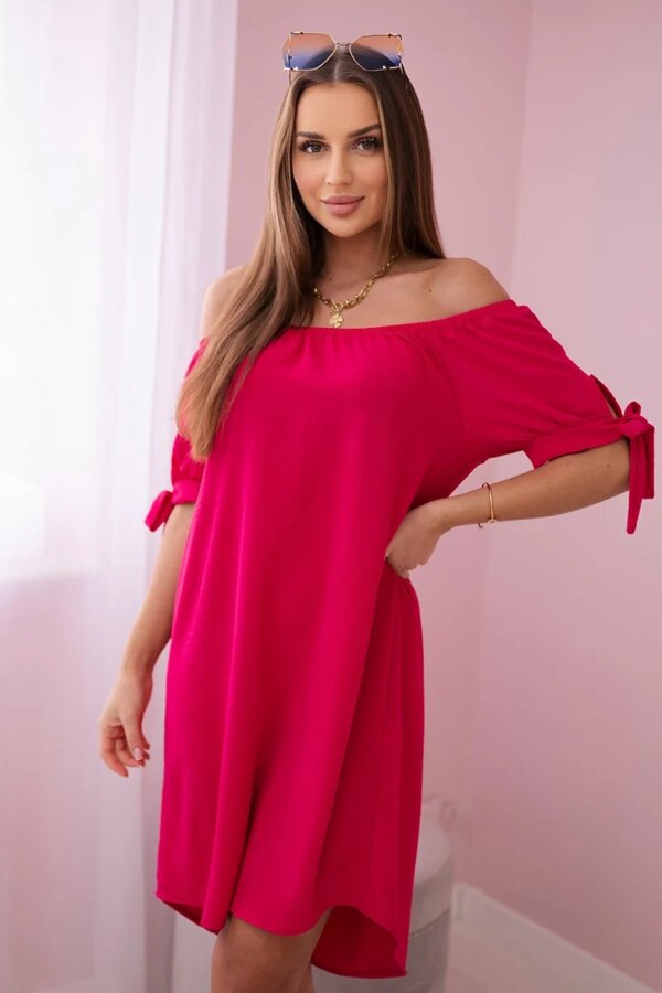 Włoski Dress tied on the sleeves fuchsia