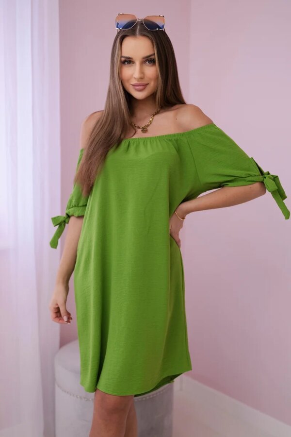 Włoski Dress tied on the sleeves mint olive