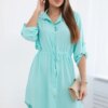 Włoski Dress with button closure and tie at the waist mint