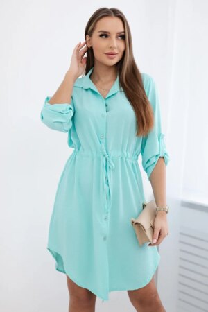 Włoski Dress with button closure and tie at the waist mint