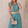 Włoski Dress with frills dark mint