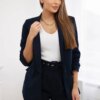 Włoski Elegant set of jackets and trousers navy blue
