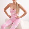 Włoski Fitness set top with adjustable straps + push up leggings light pink