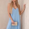 Włoski Muslin dress with straps blue